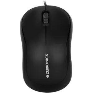 Zebronics Zeb-Comfort Wired USB Mouse, 3-Button, 1000 DPI Optical Sensor, Plug & Play, for Windows/Mac, Black