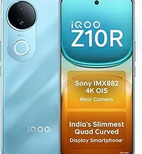 iQOO Z10R 5G (Aquamarine, 8GB RAM, 128GB Storage) | 32MP 4K Selfie Camera | Quad-Curved AMOLED Display | Dimensity 7400 Processor with 750K+ AnTuTu