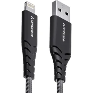 Ambrane USB To Lightning 3A Fast Charging Braided Lightning Cable Compatible For iPhone 14,13, 12,11, X, 8, 7, 6, 5, Ipad, Macbook, Imac, Airpods, 480Mbps Data Sync, 1.5Meter Long (RCL -15, Black)