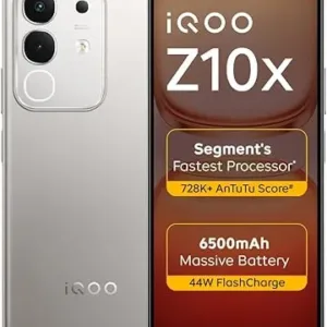 iQOO Z10x 5G (Titanium, 6GB RAM, 128GB Storage) | 6500 mAh Large Capacity Battery | Dimensity 7300 Processor | Military-Grade Durability