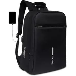 FUR JADEN Anti Theft Number Lock Backpack Bag with 15.6 Inch Laptop Compartment, USB Charging Port & Organizer Pocket for Men Women Boys Girls