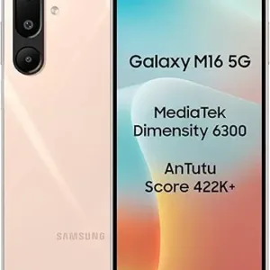 Samsung Galaxy M16 5G (Blush Pink, 4GB RAM, 128 GB Storage) | MediaTek Dimensity 6300 | AnTuTu Score 422K+ | Super Amoled Display | AI | 25W Fast Charging | 6 Gen of OS Upgrades | Without Charger