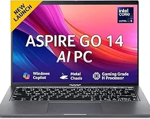 acer AspireGo14,Intel Core Ultra5 125H(14thgen) AI Processor,16 GB/512 GB, WUXGA IPS, 14.0"/35.56 cm, Win 11 Home, MS Office, Steel Gray, 1.5 kg, AG14-71M,Privacy Shutter,Backlit KB, Premium Laptop