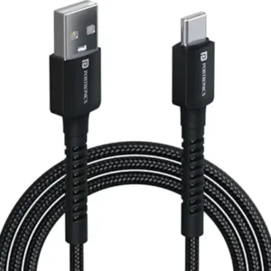 Portronics Konnect X USB to Type C Cable with 3A Output, Fast Charging & Data Transfer, Nylon Braided, Aluminium Alloy Shell, 1M Length compatible with Type C Smartphones(Black)