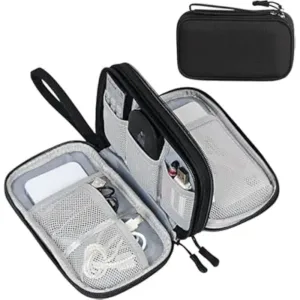 SaleOn 8.3X5 Inch Portable Storage Organizer For Usb Cable, Earphone, Power Bank,Charger, Hard Disk & Digital Gadgets, With Mesh Pockets Size 21X12Cm Inside's Material And Color May Vary, black