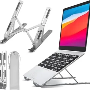 Tygot 6 Angles Adjustable Aluminum Ergonomic Foldable Portable Tabletop Laptop/Desktop Riser Stand Holder Compatible for MacBook, HP, Dell, Lenovo & All Other Notebook (Grey)